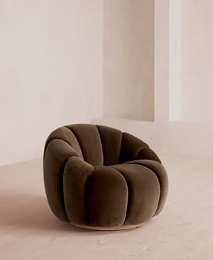 Garret Armchair - Velvet - Chocolate Brown - Hover Image