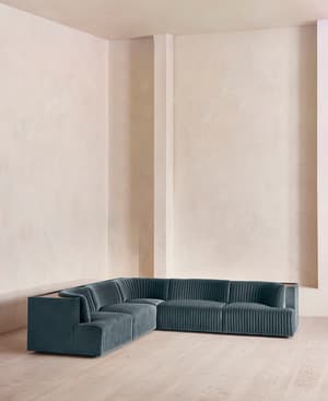 Hamish Modular Sofa - Corner Sofa - Velvet - Grey Blue - Hover Image