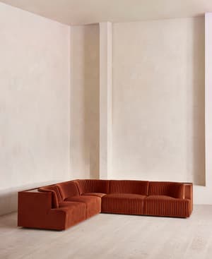 Hamish Sectional Corner Sofa - Velvet - Rust - US - Hover Image