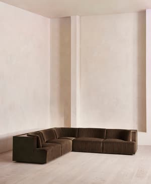 Hamish Sectional Corner Sofa - Velvet - Chocolate - US - Hover Image