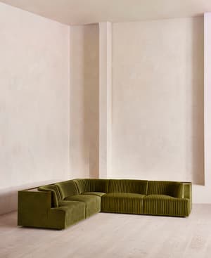Hamish Sectional Corner Sofa - Velvet - Olive - US - Hover Image