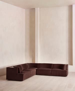 Hamish Sectional Sofa - Corner Sofa - Velvet - Aubergine - US - Hover Image
