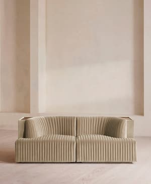 Hamish Sectional Sofa - Three Seater - Velvet - Oyster - US - Listing Image