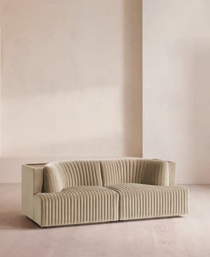 Hamish Sectional Sofa - Three Seater - Velvet - Oyster - US - Hover Image