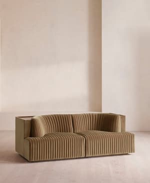 Hamish Sectional Sofa - Three Seater - Velvet - Truffle - US - Hover Image