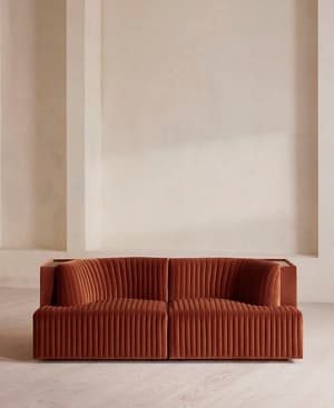 Hamish Sectional Sofa - Three Seater - Velvet - Rust - US - Listing Image