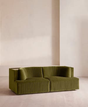 Hamish Sectional Sofa - Three Seater - Velvet - Olive - US - Hover Image