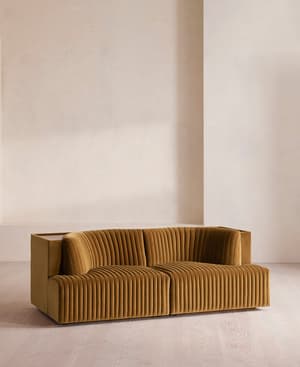 Hamish Sectional Sofa - Three Seater - Velvet - Mustard - US - Hover Image