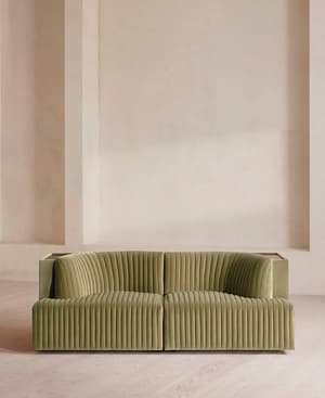 Hamish Sectional Sofa - Three Seater - Velvet - Lichen - US - Listing Image