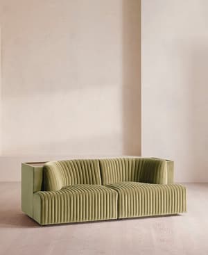 Hamish Sectional Sofa - Three Seater - Velvet - Lichen - US - Hover Image