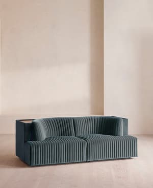 Hamish Modular Sofa - Three Seater - Velvet - Grey Blue - Hover Image