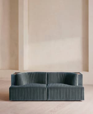 Hamish Sectional Sofa - Three Seater - Velvet - Grey Blue - US - Listing Image