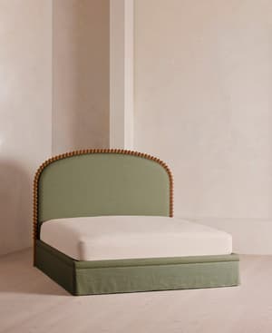 Mika Bed - Queen - Linen - Sage - US - Listing Image