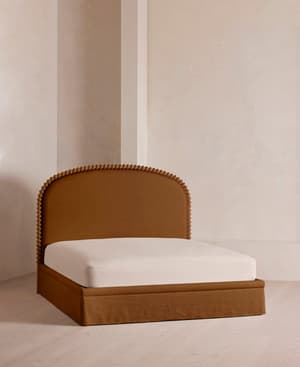 Mika Bed - Queen - Linen - Terracotta - US - Listing Image