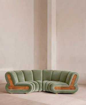 Noelle Sectional Curved Sofa - Four Seater - Velvet - Seafoam - US - Listing Image