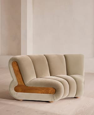 Noelle Modular Curved Armchair - Velvet - Oyster - UK - Hover Image