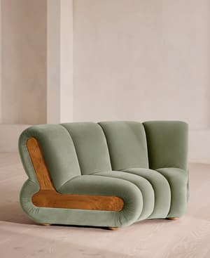 Noelle Modular Curved Armchair - Velvet - Seafoam - UK - Hover Image