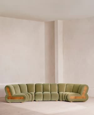 Noelle Sectional Curved Sofa - Six Seater - Velvet Lichen - US - Listing Image