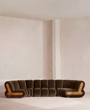 Noelle Modular Curved Sofa - Six Seater - Velvet Chocolate Brown - Listing Image