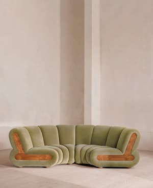 Noelle Modular Curved Sofa - Four Seater - Velvet - Lichen - Listing Image