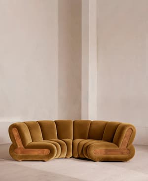 Noelle Modular Curved Sofa - Four Seater - Velvet - Mustard - Listing Image