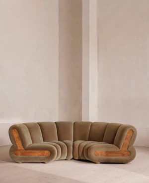 Noelle Sectional Curved Sofa - Four Seater - Velvet - Truffle - US - Listing Image