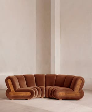 Noelle Sectional Curved Sofa - Four Seater - Velvet - Cinnamon - US - Listing Image