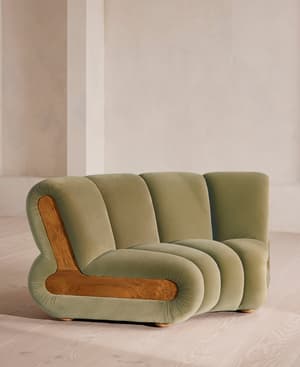 Noelle Modular Curved Armchair - Velvet Lichen - UK - Hover Image
