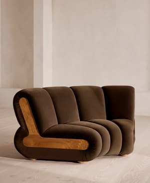 Noelle Sectional Curved Armchair - Velvet Chocolate Brown - US - Hover Image