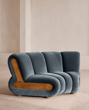 Noelle Modular Curved Armchair - Velvet Grey Blue - UK - Hover Image