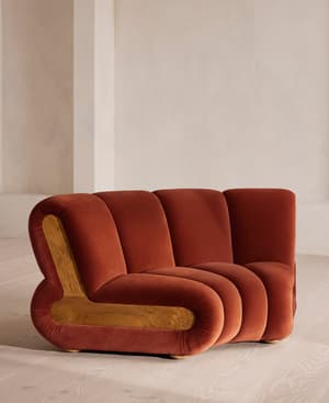 Noelle Sectional Curved Armchair - Velvet Rust - US - Hover Image