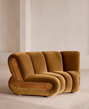 Noelle Modular Curved Armchair - Velvet Mustard - UK - Hover Image