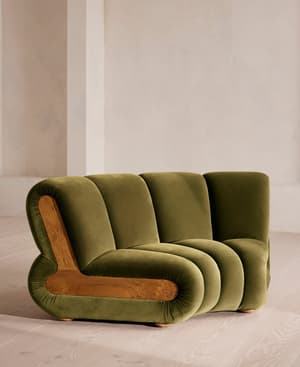 Noelle Sectional Curved Armchair - Velvet Olive - US - Hover Image