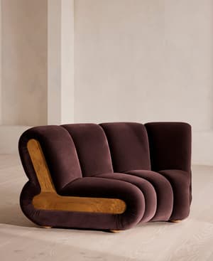 Noelle Sectional Curved Armchair - Velvet - Aubergine - US - Hover Image