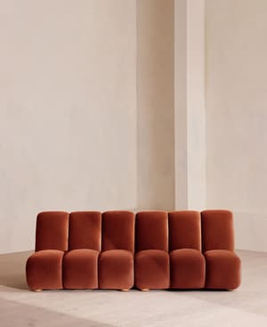 Noelle Modular Sofa - Four Seater - Velvet - Rust - Listing Image