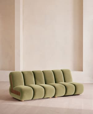 Noelle Modular Sofa - Four Seater - Velvet - Lichen - Hover Image