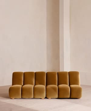 Noelle Modular Sofa - Four Seater - Velvet - Mustard - Listing Image