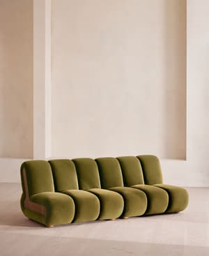 Noelle Modular Sofa - Four Seater - Velvet - Olive - Hover Image