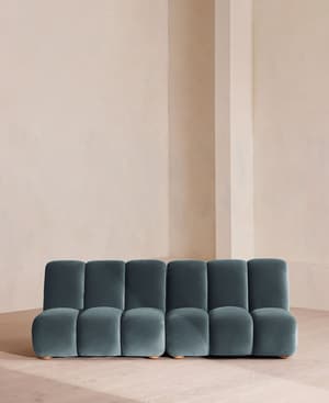 Noelle Modular Sofa - Four Seater - Velvet - Grey Blue - Listing Image