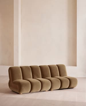 Noelle Sectional Sofa - Four Seater - Velvet - Truffle - US - Hover Image