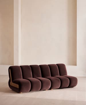 Noelle Modular Sofa - Four Seater - Velvet - Aubergine - UK - Hover Image