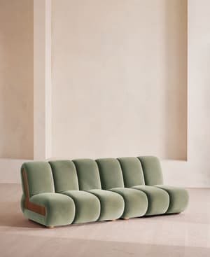 Noelle Modular Sofa - Four Seater - Velvet - Seafoam - UK - Hover Image