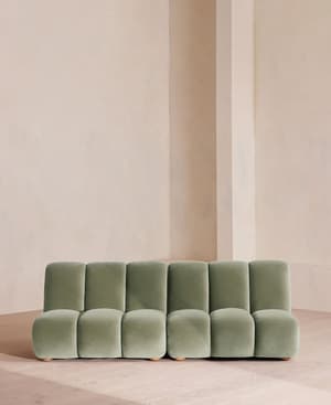Noelle Sectional Sofa - Four Seater - Velvet - Seafoam - US - Listing Image