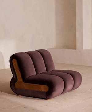 Noelle Modular Armchair - Velvet - Aubergine - UK - Hover Image