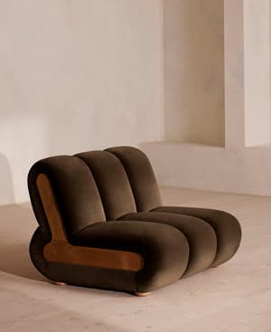 Noelle Sectional Armchair - Velvet Chocolate Brown - US - Hover Image
