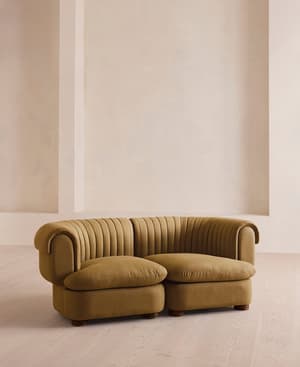Rava Sectional Sofa - Three Seater - Linen - Ochre - US - Hover Image