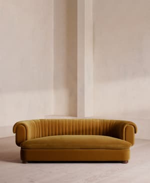 Rava Three Seater Sofa - Velvet - Mustard - Listing Image