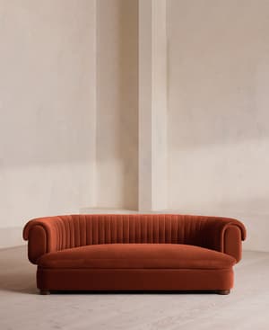 Rava Three Seater Sofa - Velvet - Rust - US - Listing Image