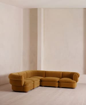 Rava Modular Sofa - Corner Sofa - Velvet - Mustard - Hover Image