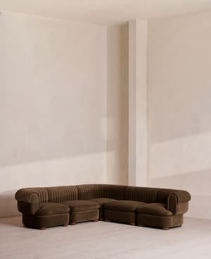 Rava Sectional Sofa - Corner Sofa - Velvet - Chocolate - US - Listing Image